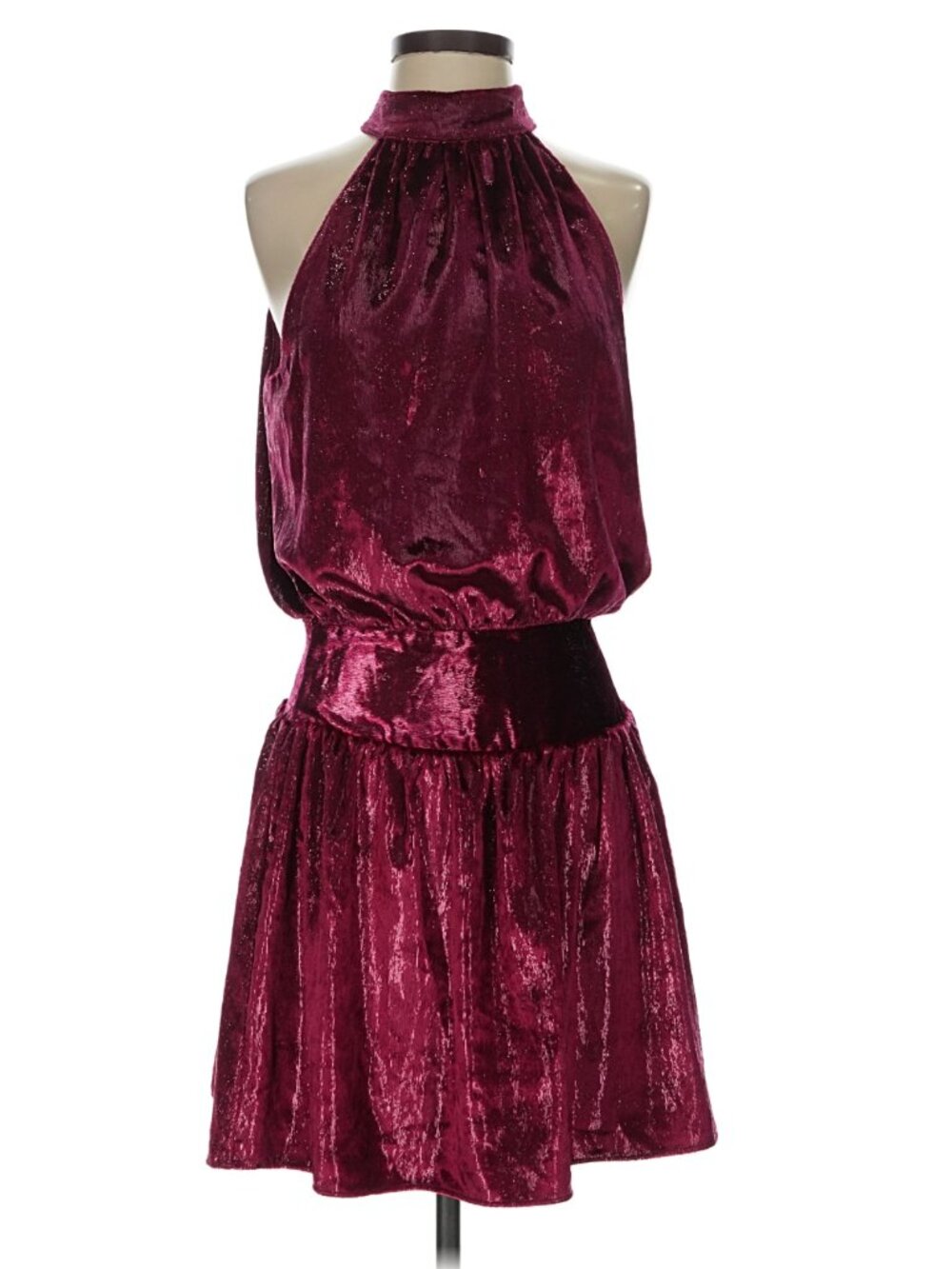 Ramy Brook Metallic Magenta Halter Mini Dress Size S